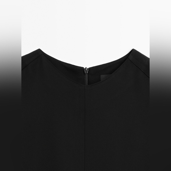 NWT. Massimo Dutti Black Viscose Blend Crepe Midi Dress. Size 8. - Picture 6 of 11